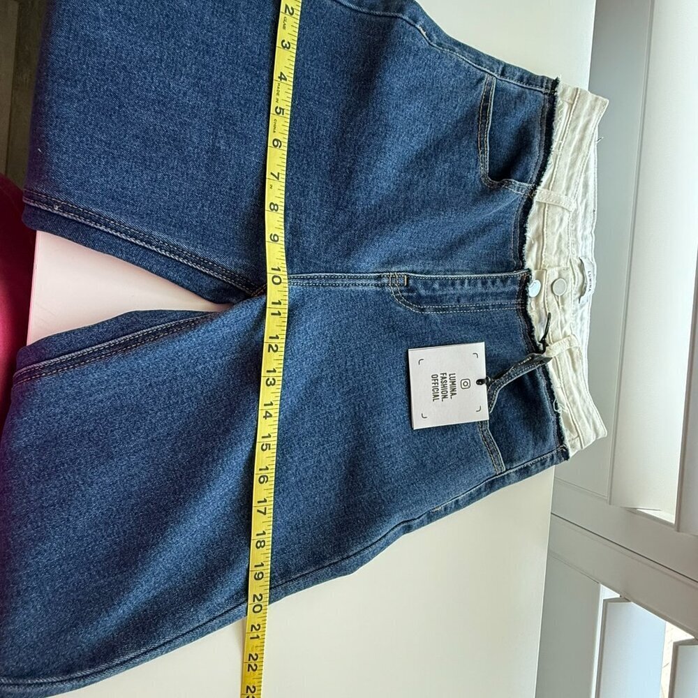 Lumina Italian High Waist , Wide Leg Italian Designer Jeans Size small 26 NWT - Picture 11 of 12